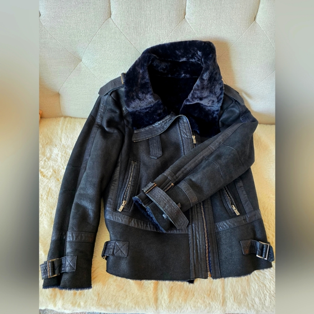 Women's Shearling Moto/Aviator Jacket Size S/M